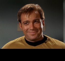 James T. Kirk smiling - black bar Meme Template