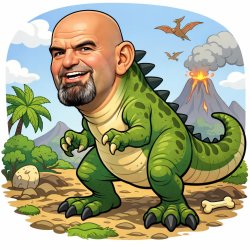 Dinosaur with John Fetterman head Meme Template