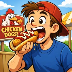 a guy eating a chicken dog Meme Template