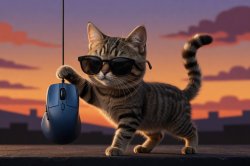 Cool Cat hanging up the Mouse Meme Template