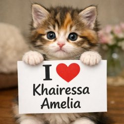 cute kitten grab i love khairessa amelia sign Meme Template