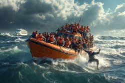 Lifeboat rough seas overboard survival ethics Meme Template