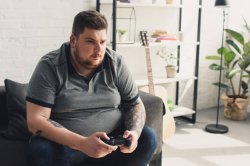 fat guy doing video games Meme Template