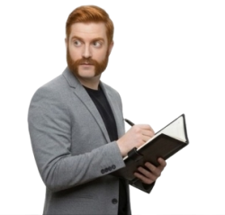 Randall Daniels writing in book Meme Template