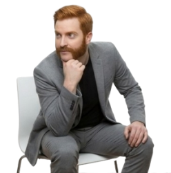 Randall Daniels sitting on Chair and thinking Meme Template