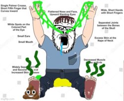 Gross re-tard Soyjak peeing his pants Meme Template