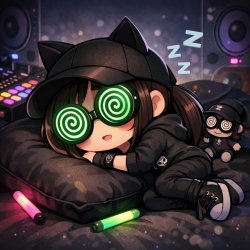 Chibi animation of Edm artist rezz sleeping Meme Template