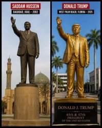 Saddam Hussein Donald Trump Statues Meme Template