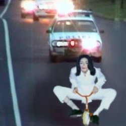 Michael Jackson scootering away from the poliee-heece Meme Template