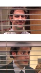 jim blinds happy sad Meme Template