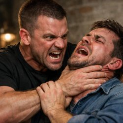 A very angry guy choking another guy Meme Template