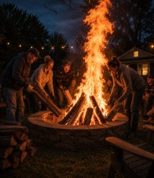 backyard fire Meme Template