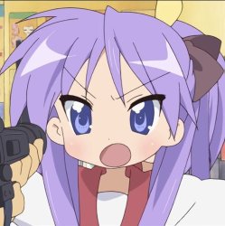 Kagaami Hiiragi Screaming at something i guess Meme Template