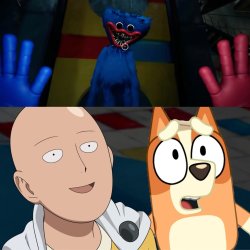 Saitama, Bingo, And Huggy Wuggy Meme Meme Template
