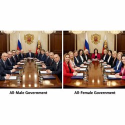 photo of a all male government and a photo of an all female gove Meme Template
