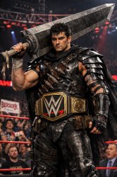 Guts from Berserk as a professional wrestler in WWE Meme Template