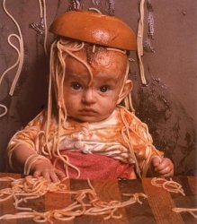 spaghetti at wall baby Meme Template