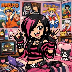 Happy otaku emo girl Meme Template