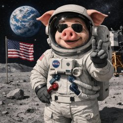 John pork on the moon Meme Template