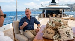 Bezos robbing us blind from his yacht Meme Template