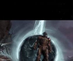 Doom Slayer Exiting Portal Meme Template