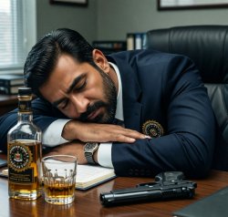 Kash Patel FBI director sleeping drunk desk pistol Meme Template