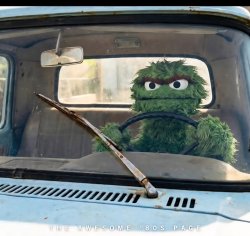 Oscar the grouch driving Meme Template