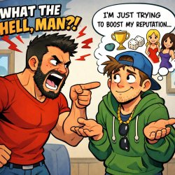 Me(muscular and have a beard yelling at my best friend for exten Meme Template