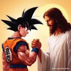 goku shaking hands with jesus Meme Template
