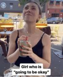Girl who is going to be okay with text Meme Template
