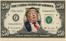 Trump 250 dollar bill, currency drug dealers terrorists bitcoin Meme Template