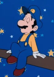 Luigi chilling on the airship Meme Template