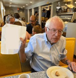Bernie Sanders Holding Paper Diner Meme Template