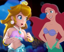 Peach meets ariel Meme Template