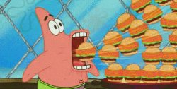 Patrick eating burgers Meme Template