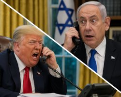 Trump yells at phone. Netanyahu isn't a puppet master after all. Meme Template