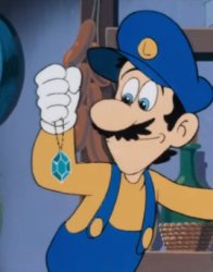 Luigi looking at Peach's necklace Meme Template