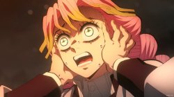 Kanroji Mitsuri scared because of Kibustuji Muzan's Explosion Meme Template