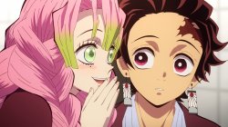 Kanroji Mitsuri whispers to Kamado Tanjiro Meme Template