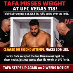 However, Tafa was cleared to weigh in a second time and successf Meme Template