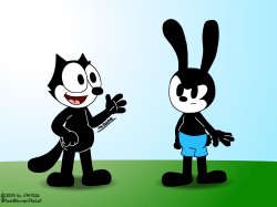 Felix the cat and Oswald chatting Meme Template