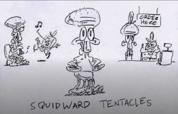 Squidward drawings early in production Meme Template