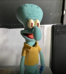 Smiling squidward stuffed animal (cursed) Meme Template