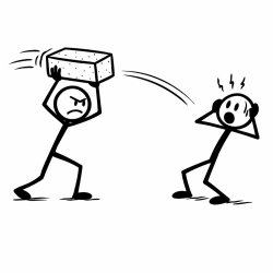 Stick figure about to throw a big brick at somone Meme Template