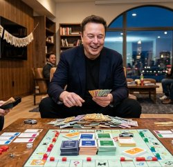 Elon winning monopoly Meme Template