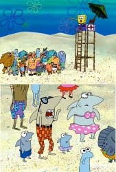 SpongeBob There Are Sharks In There Meme Template