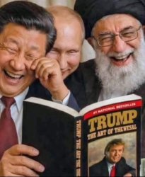 China, Russia and Iran laughing at Trump's book Meme Template