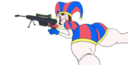 Pomni's Thiccc Booty in Fortnite Meme Template