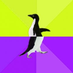 Socially Stupidly Backwards Penguin Meme Template