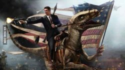 Random president riding raptor Meme Template